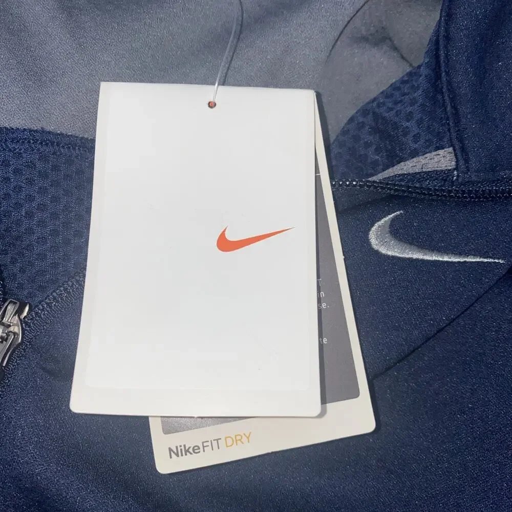 NWT NOS Nike FitDry 1/4 Zip Pullover Long Sleeve Medium Navy Blue Active